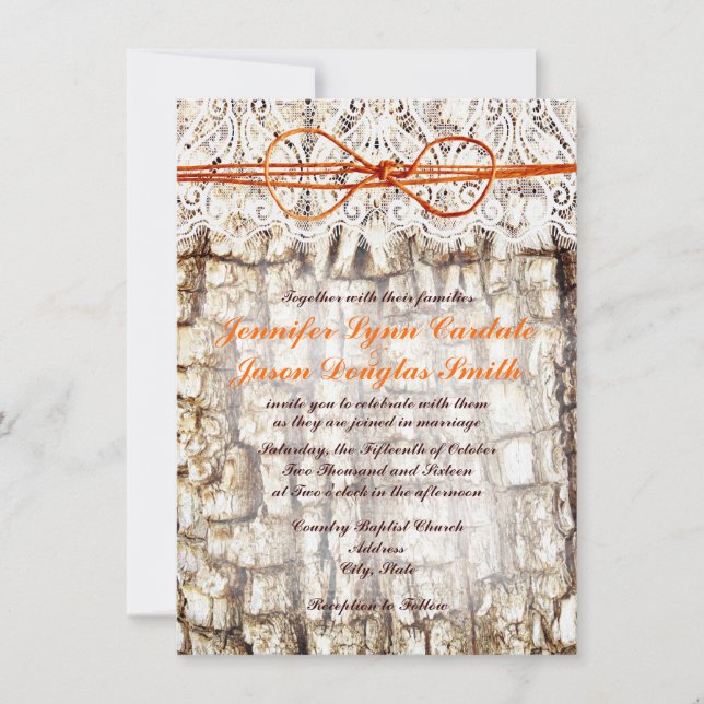 Camo Orange Country - Convites para Casamento de A (Frente)