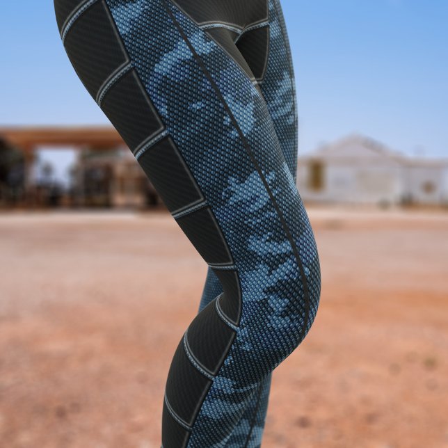 Camouflage Ação Azul Cosplay Leggings (Perfect to wear when you're battling aliens or zombies. Just add your initials)