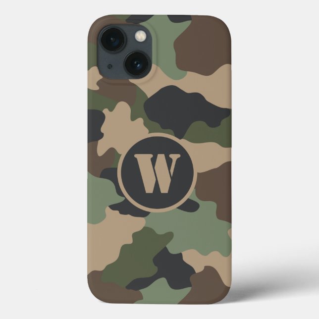 Camouflage Woodland Camo Khaki Tan Black Monograma (Verso)