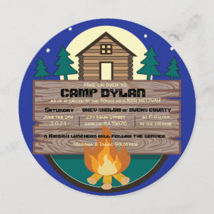 CAMP Bat Mitzvah Bar Mitzvah ROUND Convite