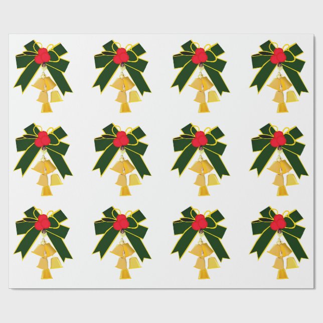 Campainhas Douradas Com Laços Papel Para Presente  (Aberto)