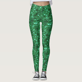 Campanha Verde Peixe Escala Sereia Leggings Ariel 