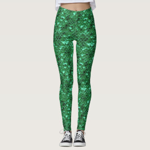 Campanha Verde Peixe Escala Sereia Leggings Ariel
