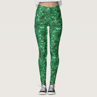 Campanha Verde Peixe Escala Sereia Leggings Ariel 