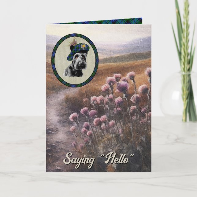 Campbell Scottie Dog & Tartan - Cartão Personaliza (Frente)
