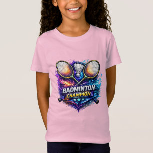 Campeã de Badminton Colorida Camiseta Gráfica para
