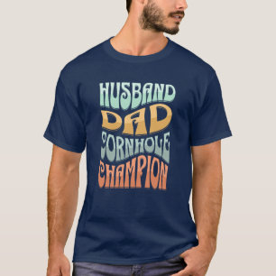 Campeão de Cornhole Marido Pai Camiseta Vintage Re