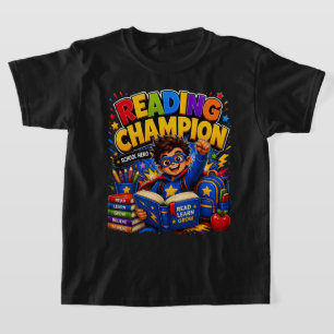 Campeão de Leitura Camisa de Herói Escolar Infan
