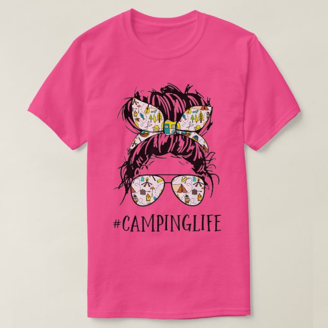 Camper Life Mamãe Acampando A Camisa De Humor Da V (Frente do Design)