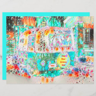 Camper Retro Hippie Green Groove E Vibe Pop Art