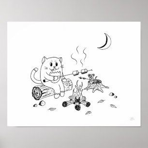 Campfire Cat & Mouse Art Impressão 100318