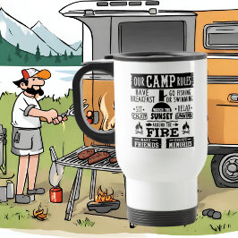 Camping de graça governa Caneca de viagem de arte 