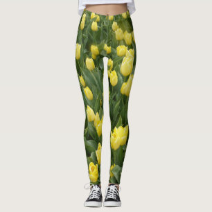 Campo amarelo Legging das tulipas