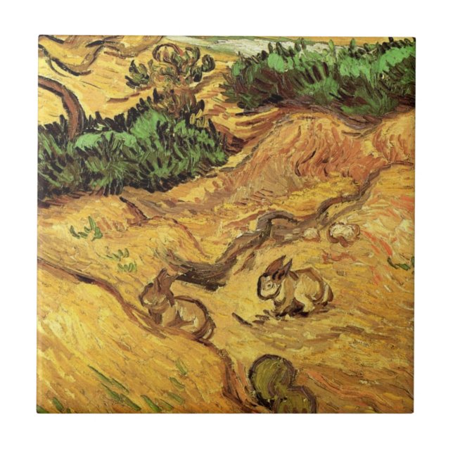 Campo com dois coelhos por Vincent van Gogh (Frente)