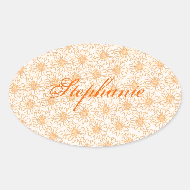 Campo de adesivos Oval de Disies, Flores Laranja (Frente)