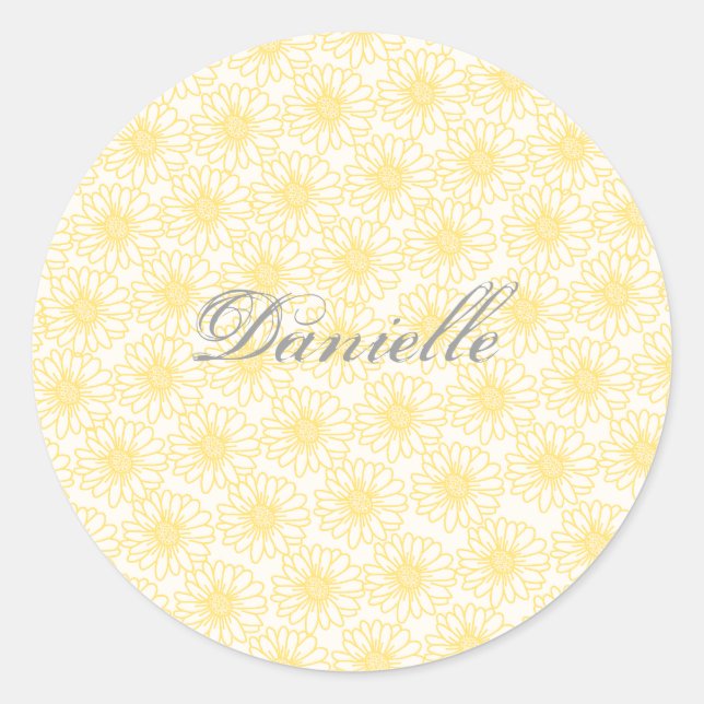 Campo de adesivos redondos de margaridas, flores a (Frente)