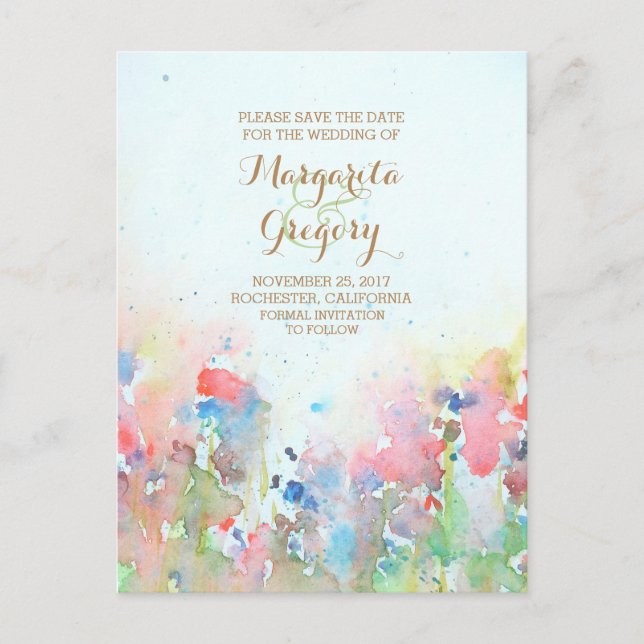 campo de cores d'água salve os cartões postais de  (Frente)