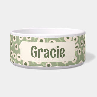 Campo de Flores Creme e Verde - Tigela de Cerâmica