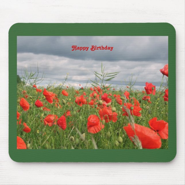 Campo de flores "Parabéns" Mousepad (Frente)