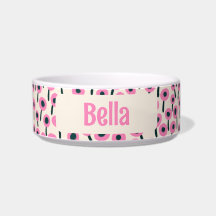 Campo de Flores Rosas com Nome - Tigela de Cerâmic