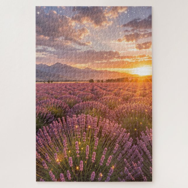 Campo de Lavanda ao Pôr do Sol Quebra-Cabeça (Vertical)