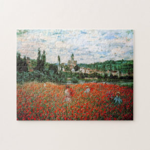 Campo de Monet do quebra-cabeça vermelho das