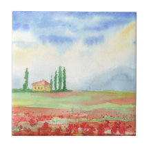 Campo de papoilas na Toscana