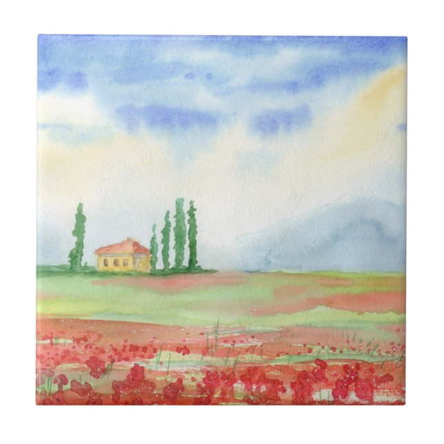 Campo de papoilas na Toscana (Frente)