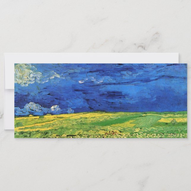 Campo de trigo sob céu nublado por Vincent van Gog (Frente)