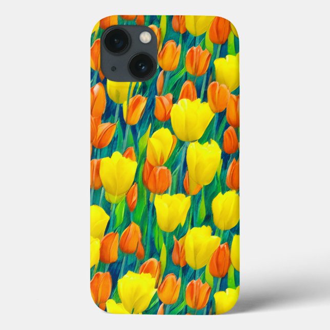 Campo de Tulipas Laranja e Amarela (Verso)
