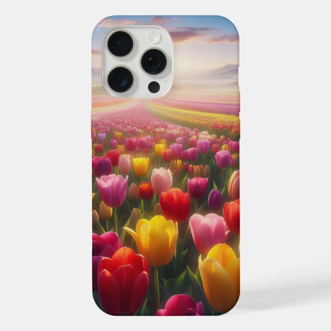 Campo de Tulipas Vibrantes em Flor (Verso)