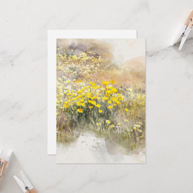 Campo do Cartão de Poppies (Frente/Verso In Situ)