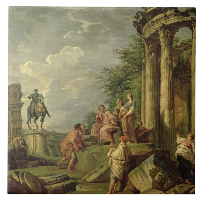 Camponeses entre as ruínas romanas, 1743 (óleo em (Frente)