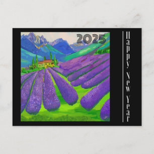 Campos de Lavanda de Cartões de Ano Novo em frente