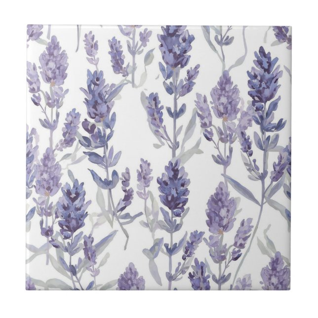 Campos de Lavanda | Padrão de Flor de Aquarela Rox (Frente)