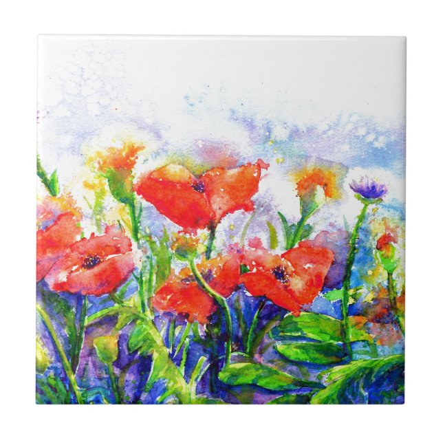 Campos vermelhos - pintura floral aquosa (Frente)