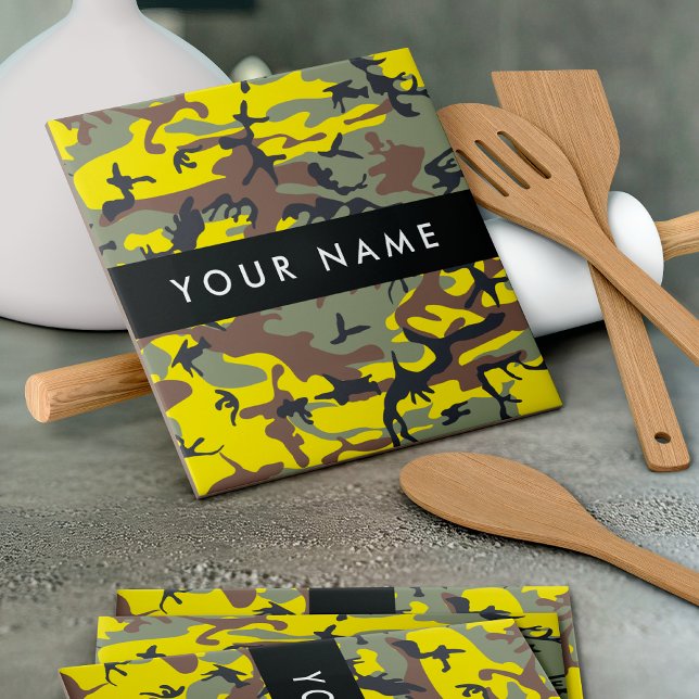Camuflagem Amarela e Marrom Personalize seu nome (Criador carregado)