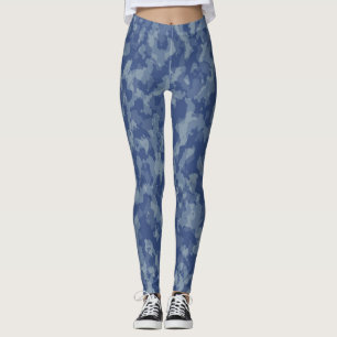 Camuflagem Azul Leggings Femininas