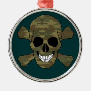 Camuflagem Crânio E Crossbones Ornamento Redondo