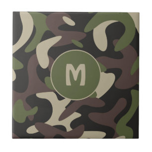 Camuflagem Militar Padrão Verde Castanho Monogram
