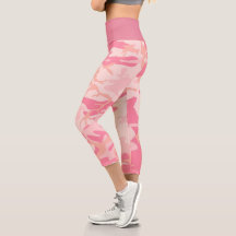 Camuflagem Rosa Altas Leggings Capri Desativadas