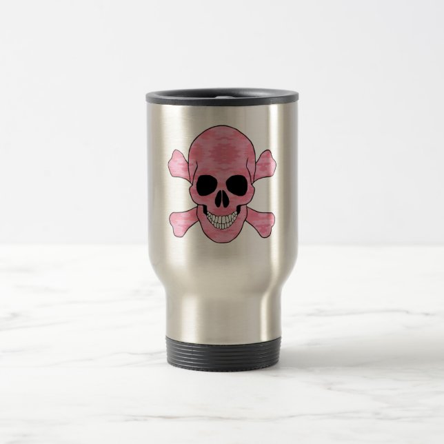 Camuflagem Rosa Caneca de viagem Crânio E Espinhas (Centro)