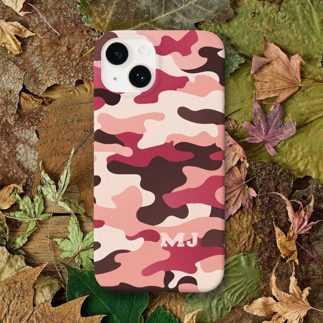 Camuflagem Rosa com Iniciais (Pink Camo with Initials Case-Mate iPhone Case)
