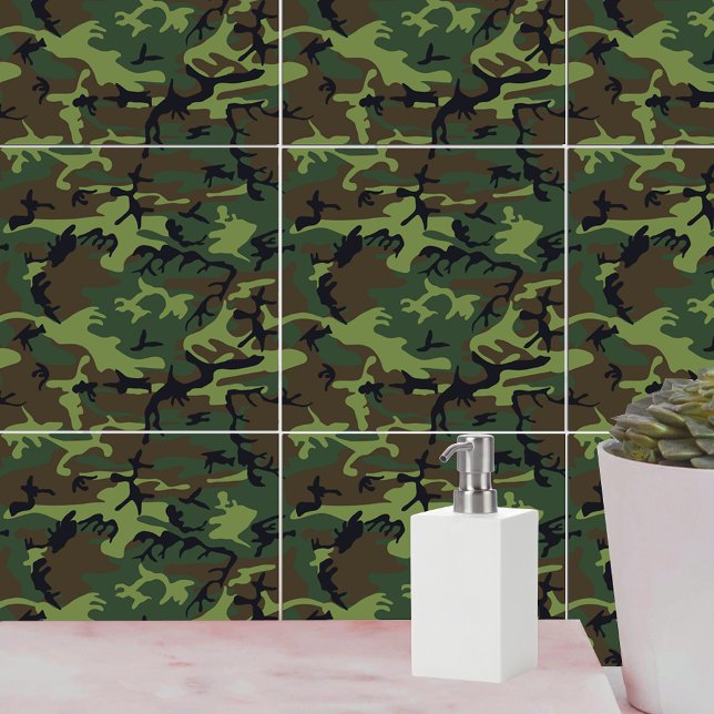 Camuflagem Verde Militar (Military Green Camouflage Ceramic Tile)