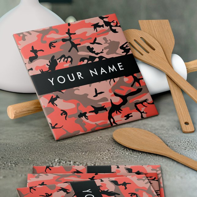 Camuflagem Vermelha e Marrom Personalize seu nome (Criador carregado)