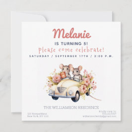 Camundongos bonitos em um Convite de festas de Ani