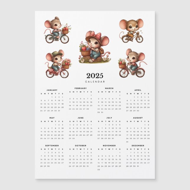 Camundongos Whimsical em Bicicletas 2025 Calendári (Frente)