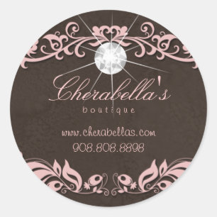 Camurça do marrom do rosa do diamante da etiqueta