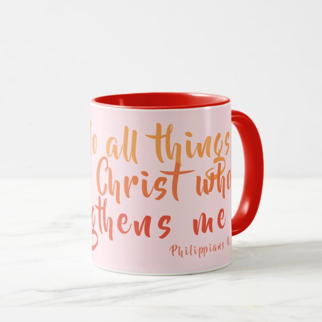 Can Do All Things Pink Scripture Caneca (Frente Esquerda)