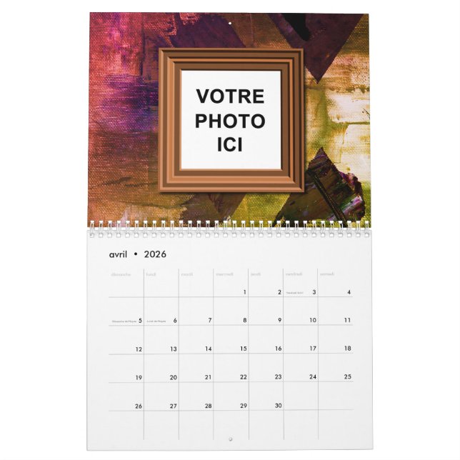 Canadá 2025 Calendário Francês Inserir Foto (Abr 2026)